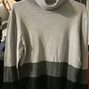 Calvin Klein Two-Tone Gray and‎ Black Turtleneck Sweater